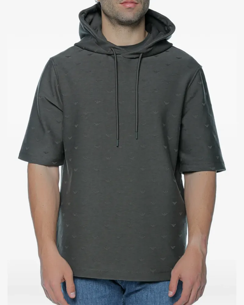 Emporio Armani eagle-pattern short-sleeve hoodie - Grau Grau