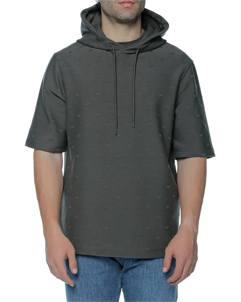 Emporio Armani Kurzärmeliger Hoodie mit Adlermuster - Grau Grau