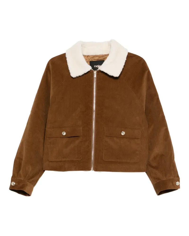 Maje Jacke mit Shearling-Kragen - Braun Braun