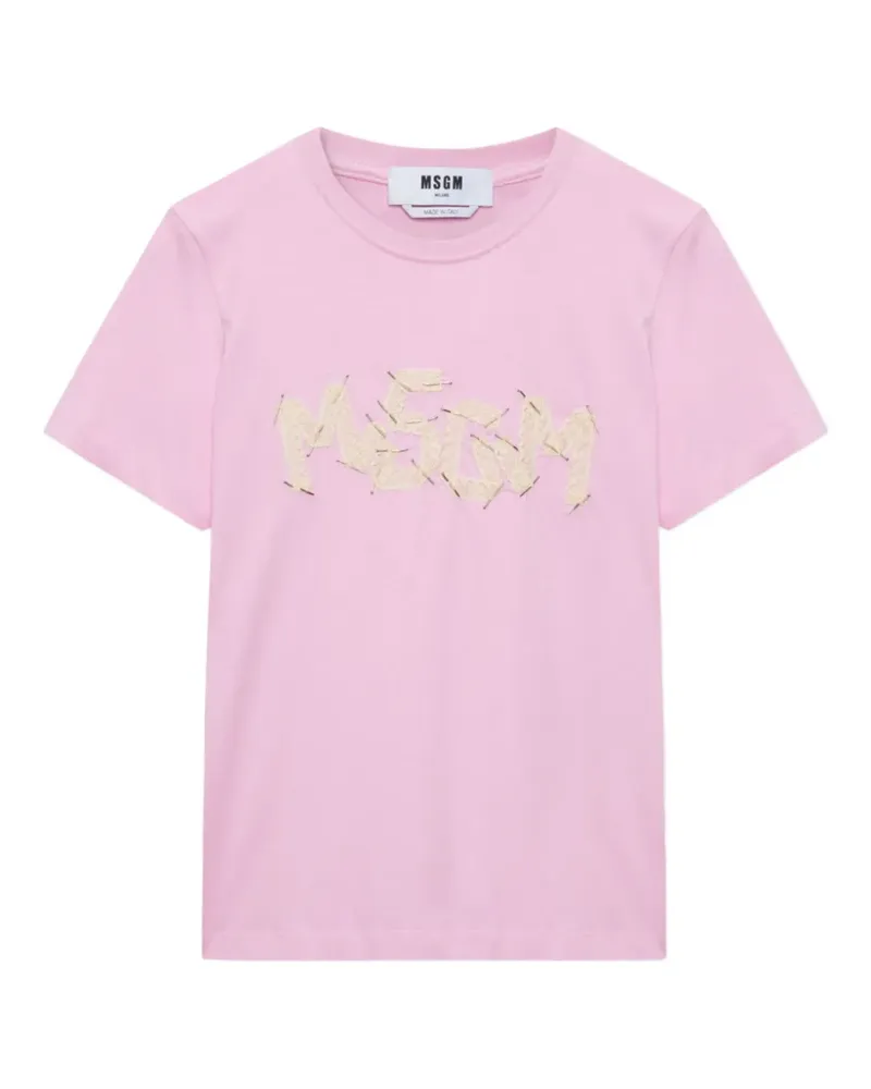 MSGM beaded lace-embroidered T-shirt - Rosa Rosa