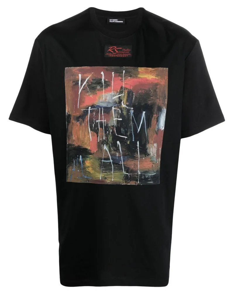 Raf Simons T-Shirt mit grafischem Print Schwarz