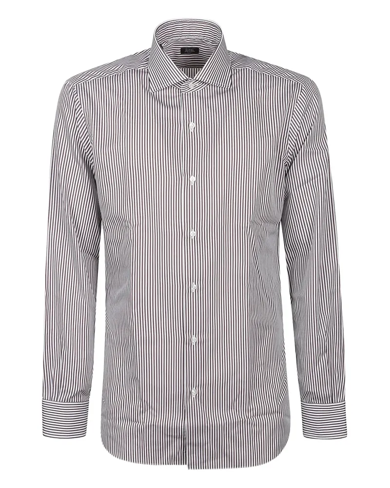BARBA Gestreiftes Hemd - Braun Braun