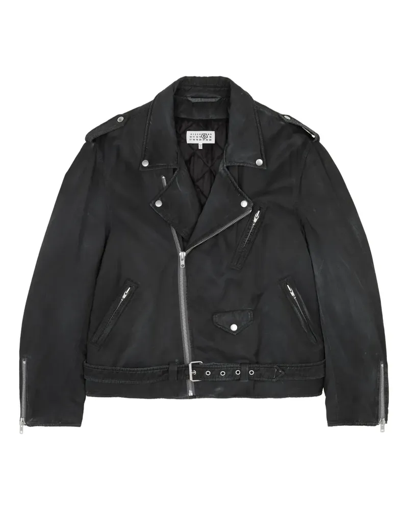 Maison Margiela Bikerjacke mit asymmetrischem Reißverschluss - Schwarz Schwarz