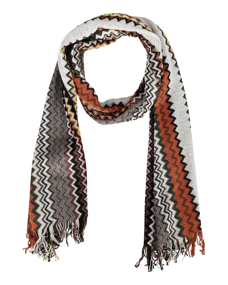 Missoni zigzag-pattern fringed cotton scarf - Weiß Weiß