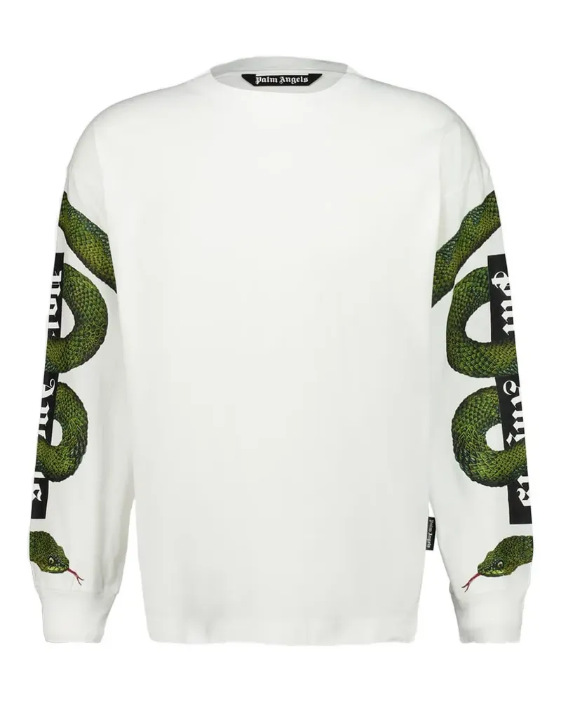 Palm Angels Langarmshirt mit Schlangenbox-Logo - Weiß Weiß