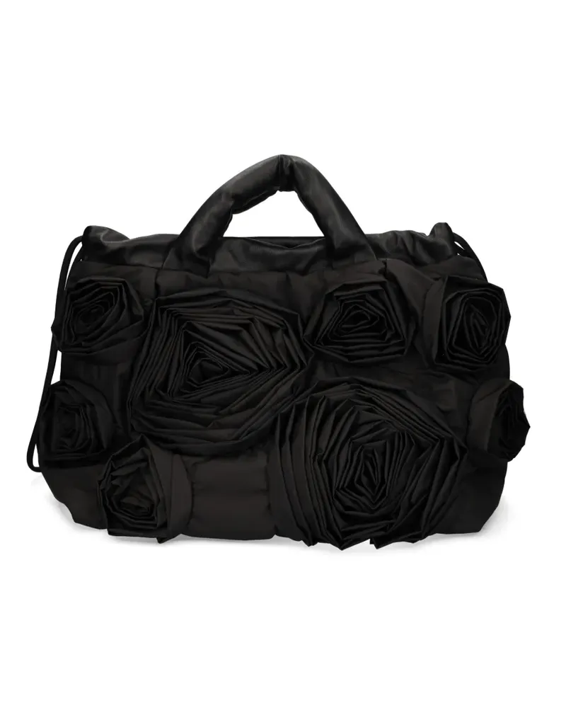 Vic Matié Tote Bag mit Rosenapplikation - Schwarz Schwarz