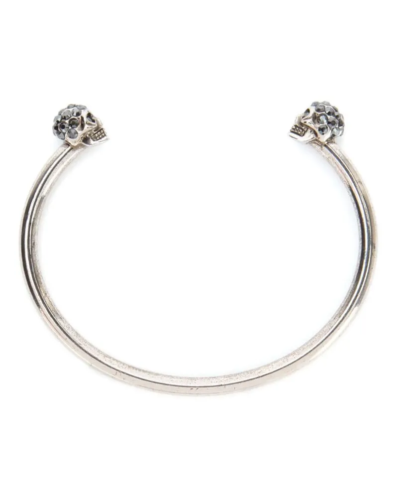 Alexander McQueen Armspange mit Totenköpfen - Silber Silber