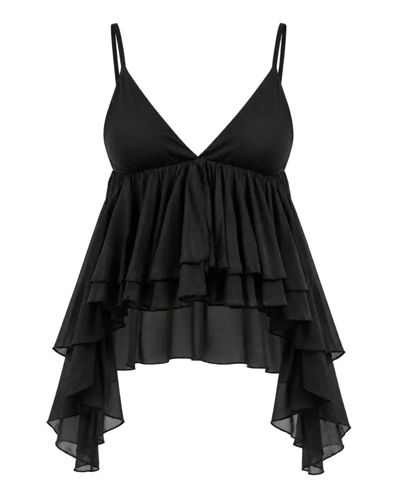 Kaos ruffled tiered top - Schwarz Schwarz