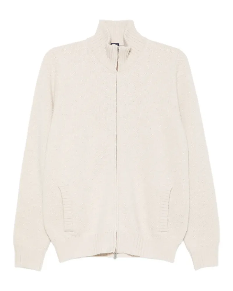 Fedeli zip-up waffle-knit cardigan - Nude Nude
