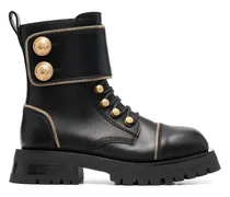 Schnürstiefel mit eckiger Kappe - Schwarz