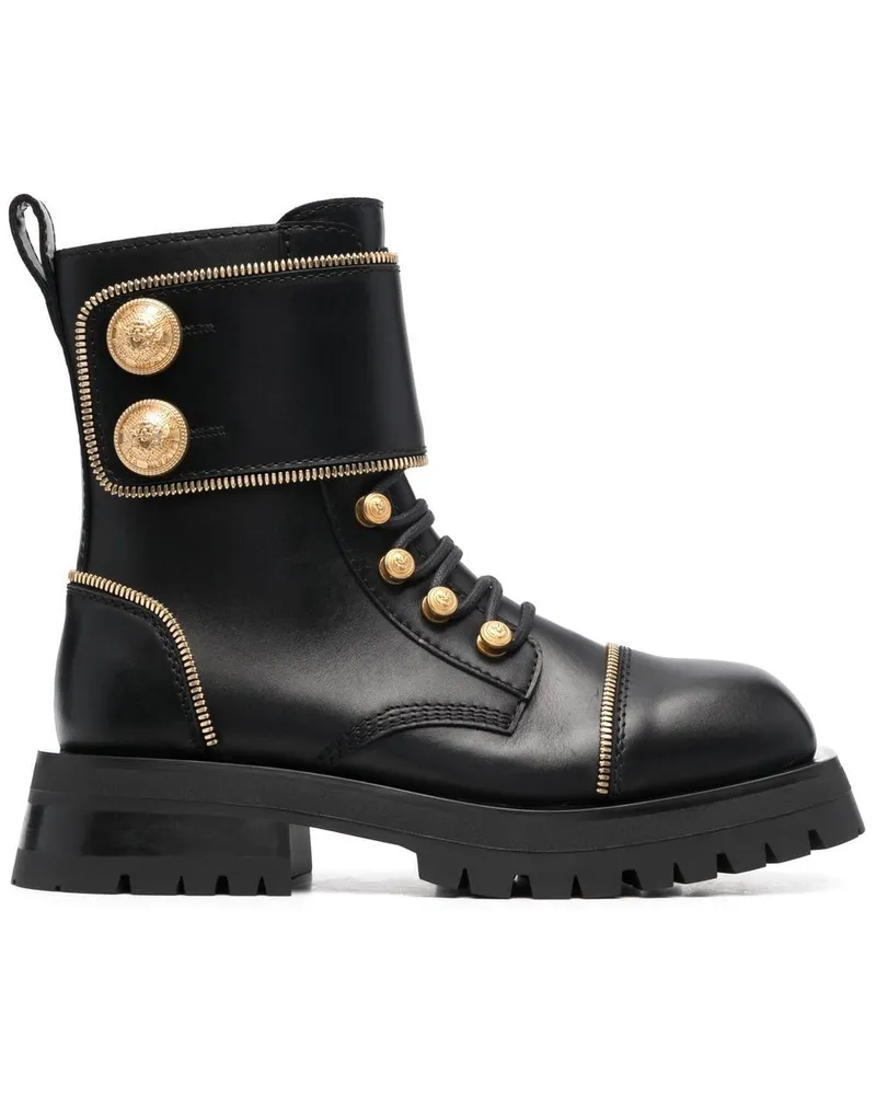 Balmain Schnürstiefel mit eckiger Kappe - Schwarz Schwarz