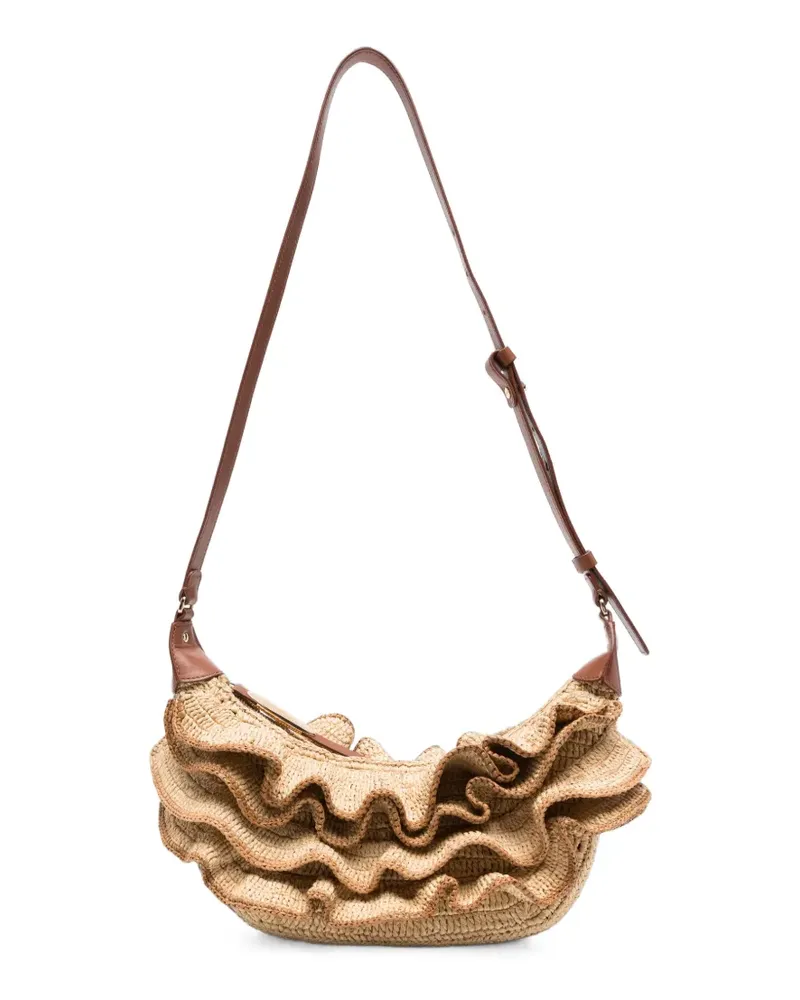 Zimmermann Gewebte Schultertasche mit Rüschen - Nude Nude