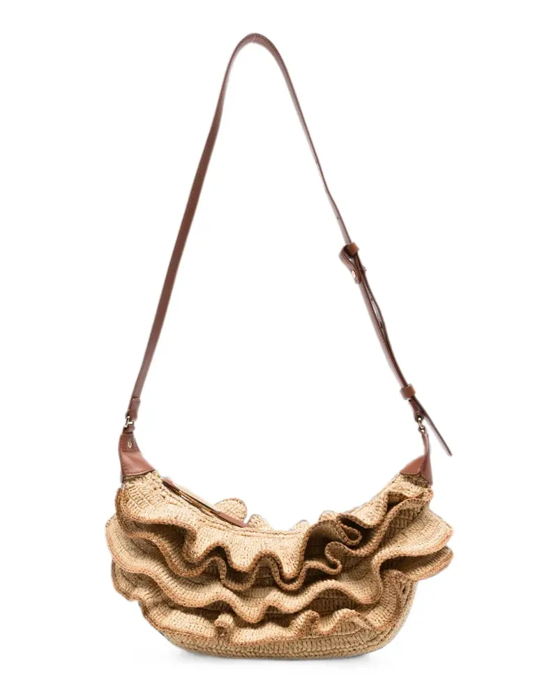 Zimmermann ruffled woven shoulder bag - Nude Nude