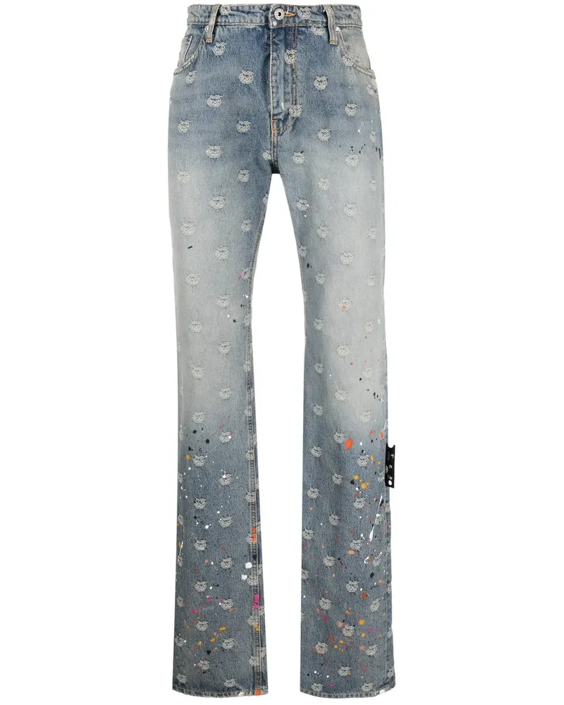 OFF-WHITE Jeans mit Farbklecksen - Blau Blau