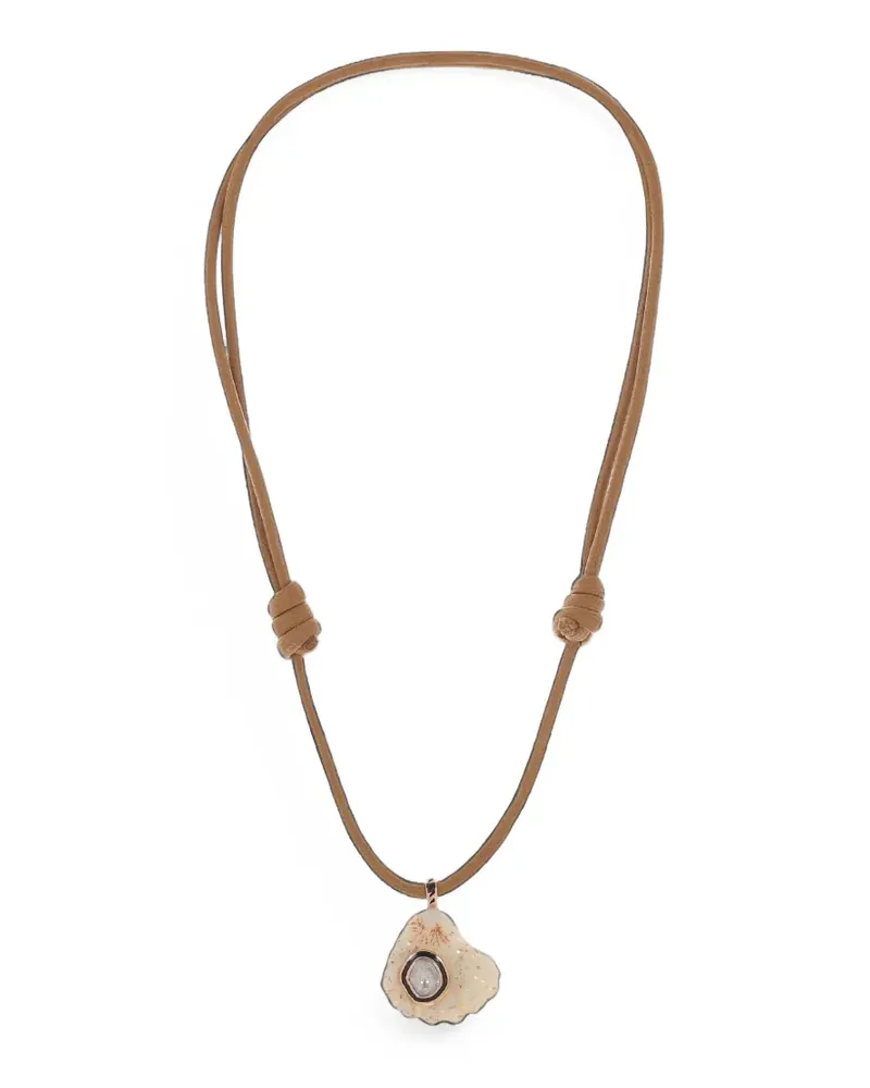 DEZSO Halskette mit Diamanten und Muscheln - Nude Nude