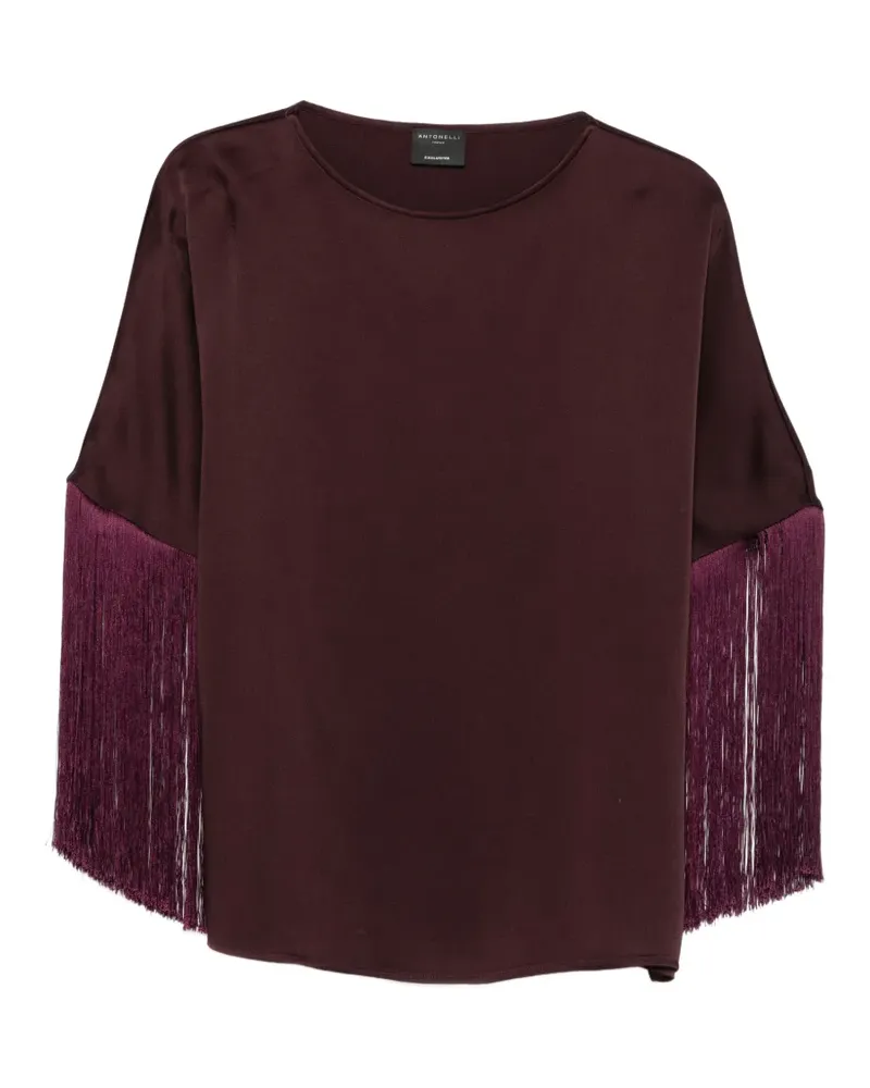 Antonelli Firenze Bluse mit Fransen-Besatz - Violett Violett