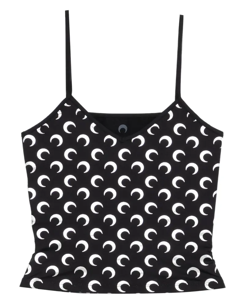Marine Serre Oberteil mit Mond-Print - Schwarz Schwarz