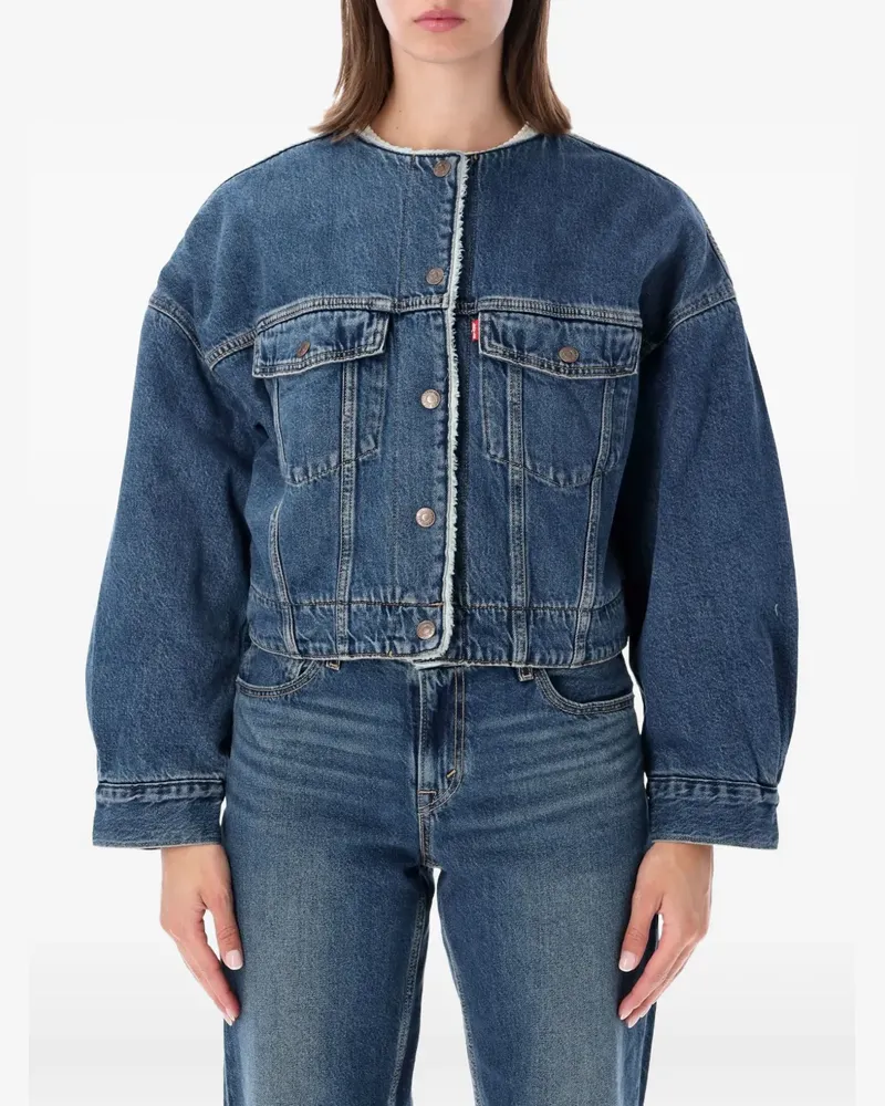Levi's faux-shearling-trim cropped denim jacket - Blau Blau