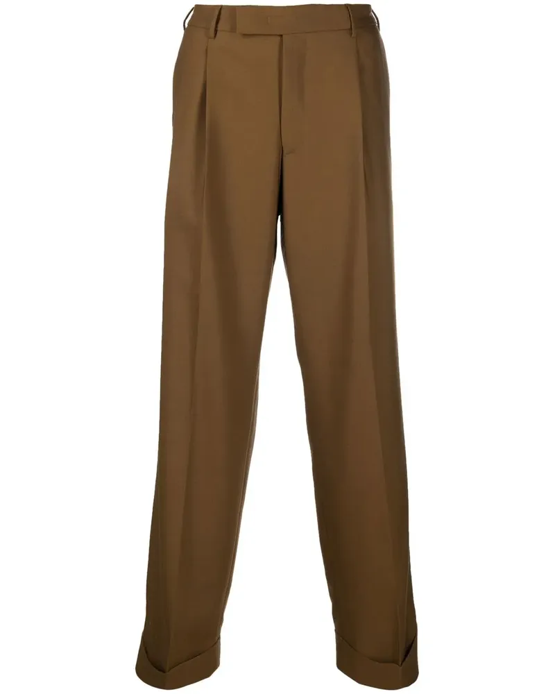PT TORINO Bundfaltenhose mit geradem Schnitt - Braun Braun