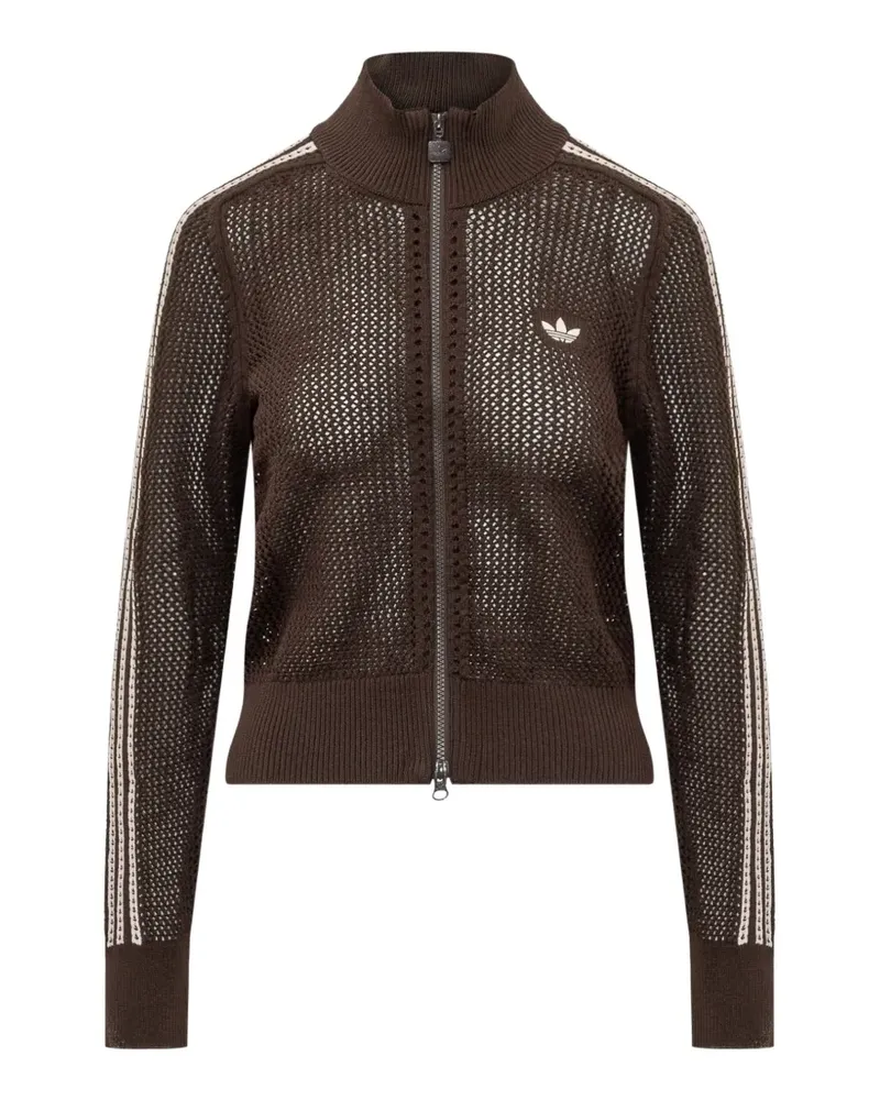 adidas crochet-knit 3-stripes cardigan - Braun Braun