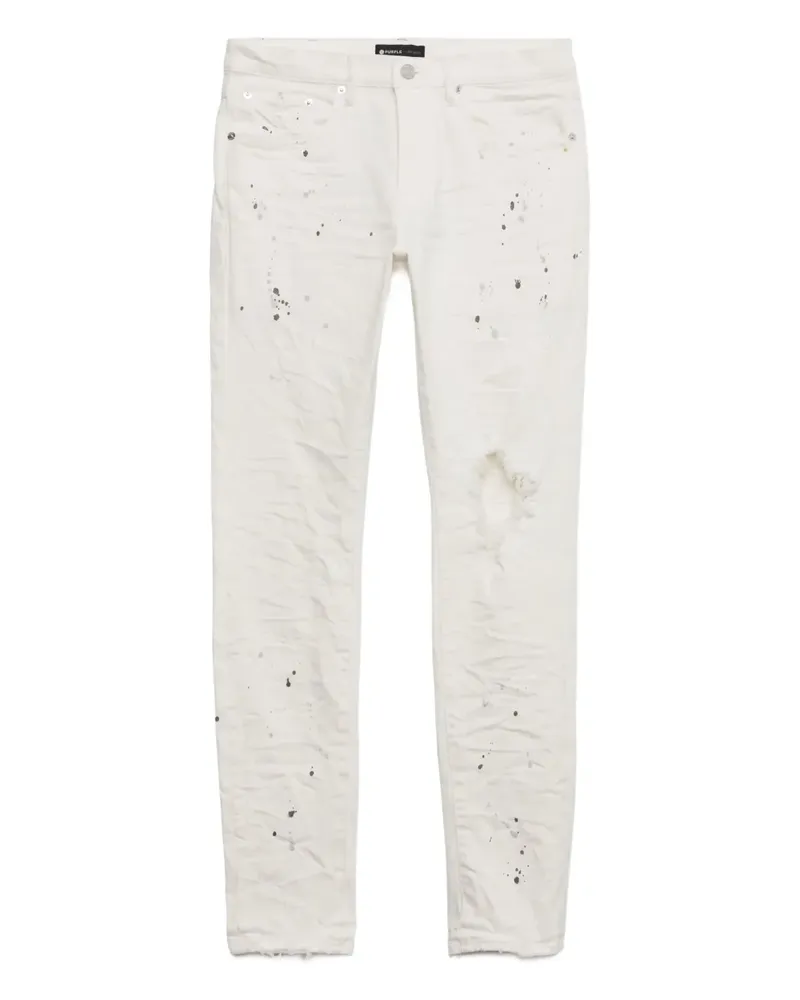 PURPLE BRAND P001 Slim-Fit-Jeans im Distressed-Look - Weiß Weiß