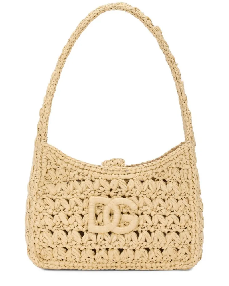 Dolce & Gabbana 3.5 Schultertasche aus Bast - Nude Nude