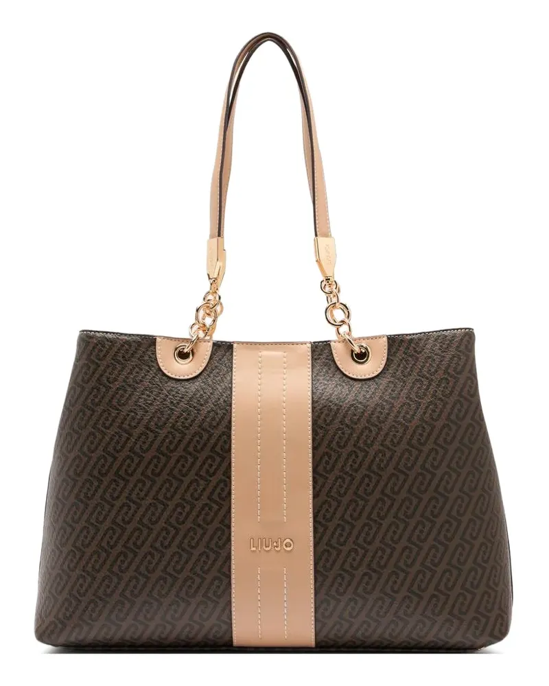 Liu Jo Mittelgroßer Tote Bag mit Monogramm-Print - Braun Braun