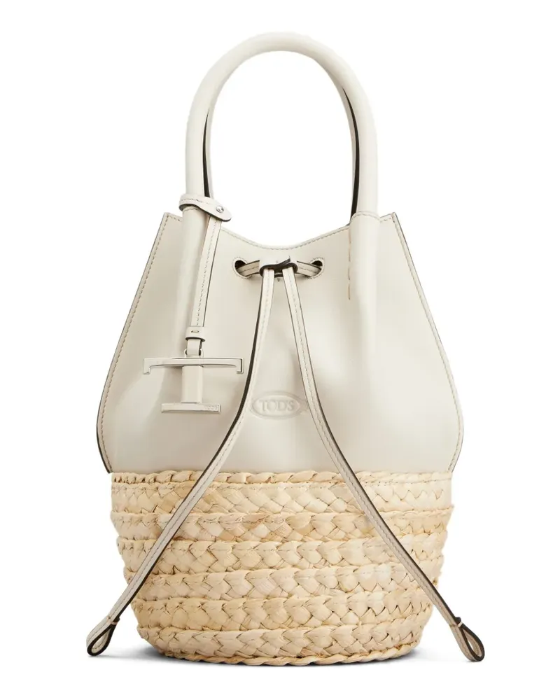 TOD'S Kleine Beuteltasche mit Lederdetails - Weiß Weiß