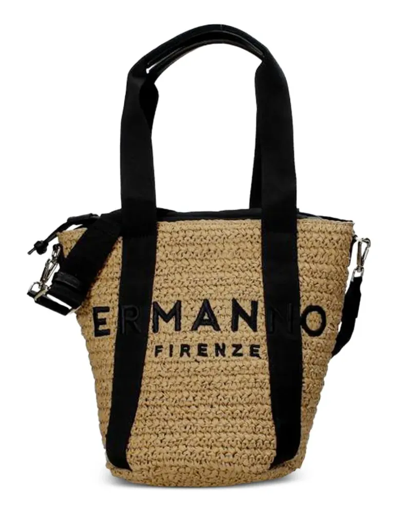Ermanno Scervino logo-embroidered tote bag - Nude Nude