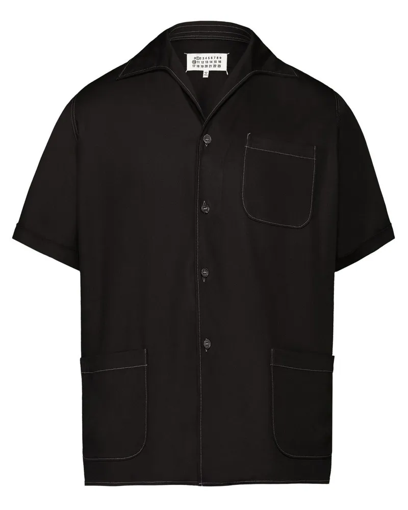 Maison Margiela Kurzärmeliges Tweed-Hemd Schwarz