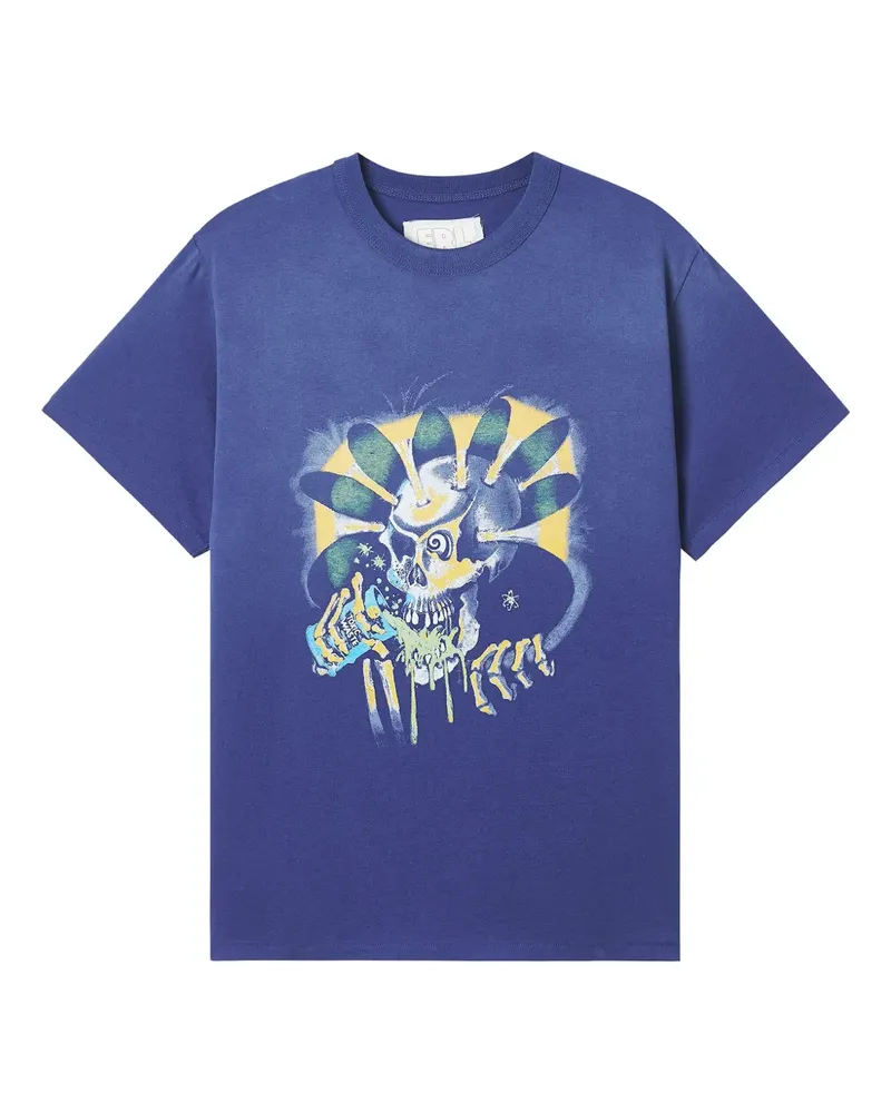 ERL T-Shirt mit grafischem Print - Blau Blau