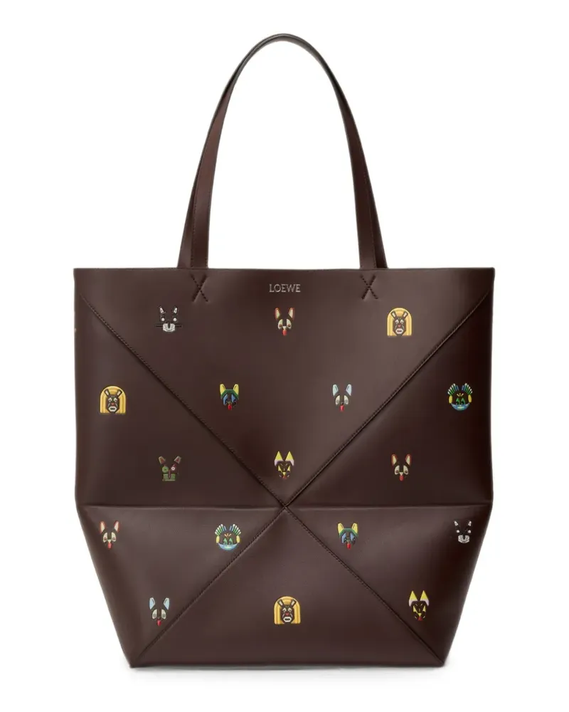 Loewe Schultertasche mit grafischem Print - Braun Braun