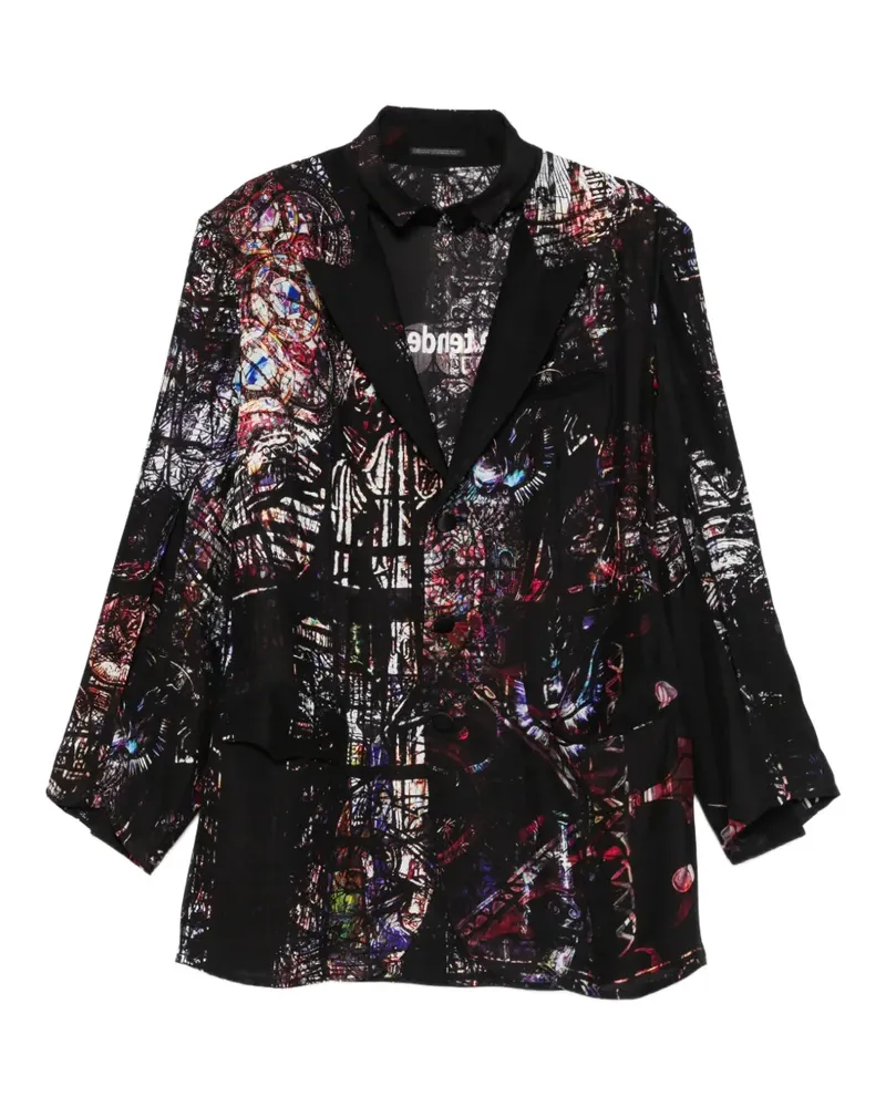 Yohji Yamamoto logo-print blazer - Schwarz Schwarz