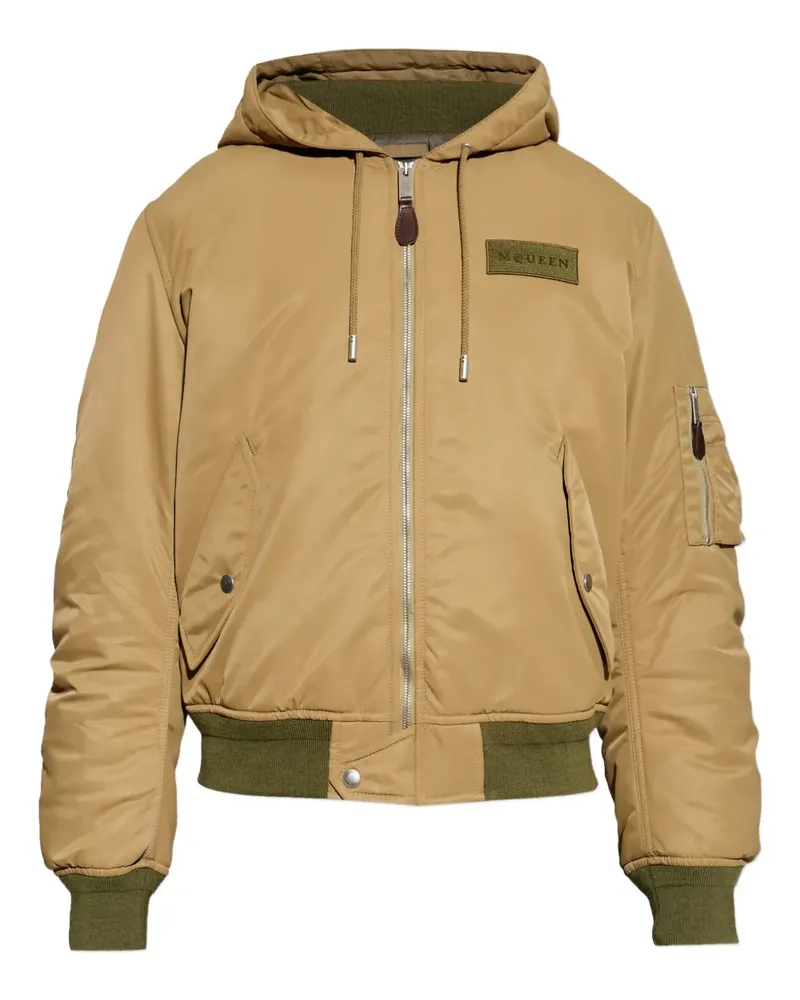 Alexander McQueen hooded zip-up bomber jacket - Nude Nude
