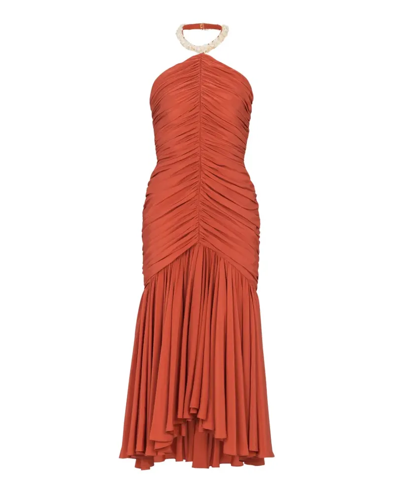 Balmain Neckholder-Kleid mit Raffung - Rot Rot