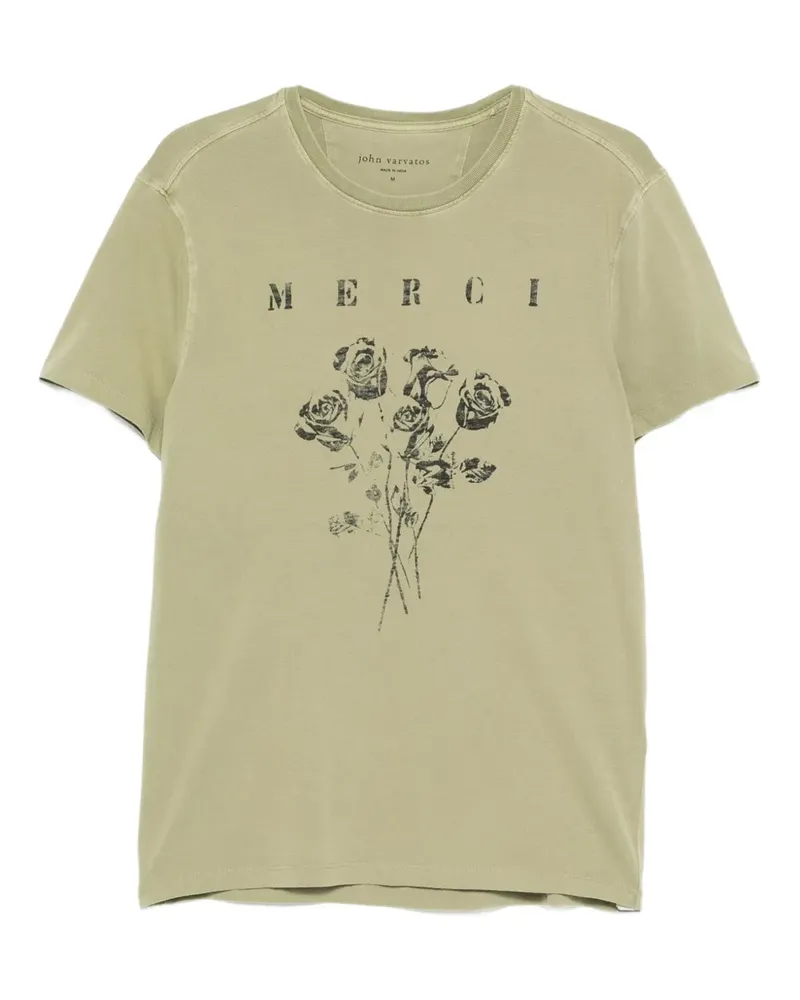John Varvatos floral-graphic T-shirt - Nude Nude