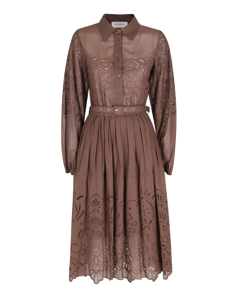 Ermanno Scervino cutout-detail belted midi dress - Braun Braun