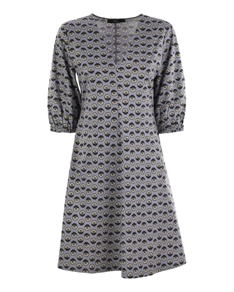 Max Mara Gemustertes Cinghia Kleid mit V-Ausschnitt - Blau Blau