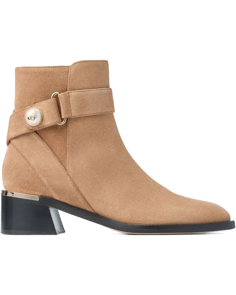 Jimmy Choo Verzierte Noor Stiefel mit Schnalle 50mm - Nude Nude