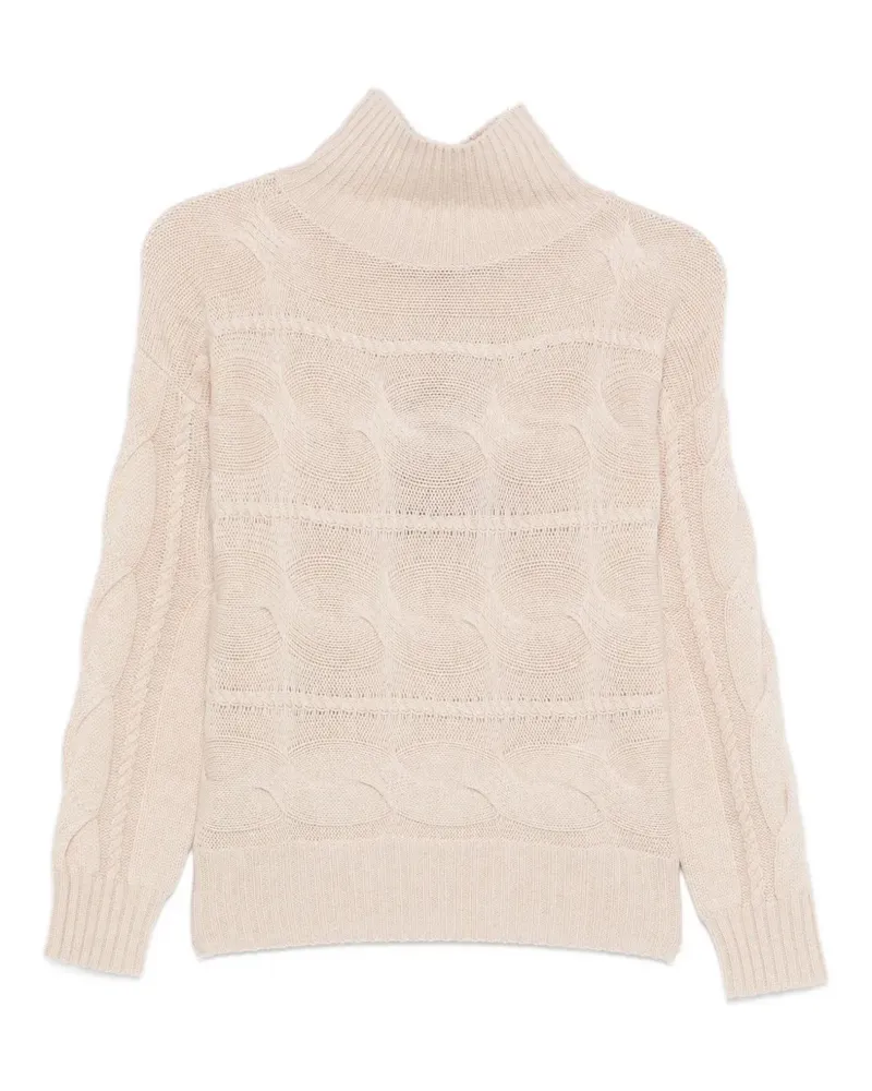 Max Mara Rollkragenpullover mit Zopfmuster - Nude Nude