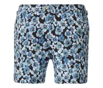 Badeshorts mit Blumen-Print - Schwarz