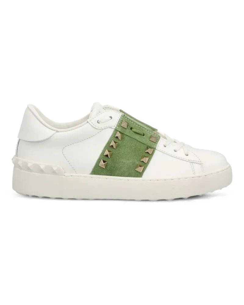 Valentino Garavani Rockstud Untitled sneakers in calfskin with suede band - Weiß Weiß