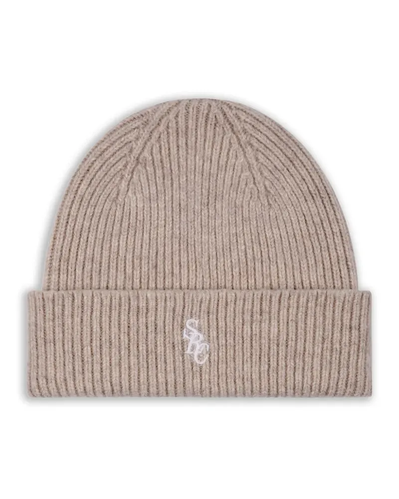 SPORTY & RICH Gerippte Beanie mit Logo-Stickerei - Nude Nude