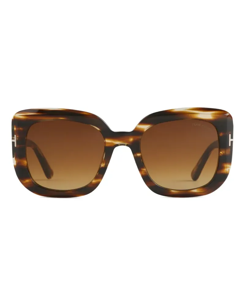 Tom Ford Eckige Carla Sonnenbrille in Schildpattoptik - Braun Braun