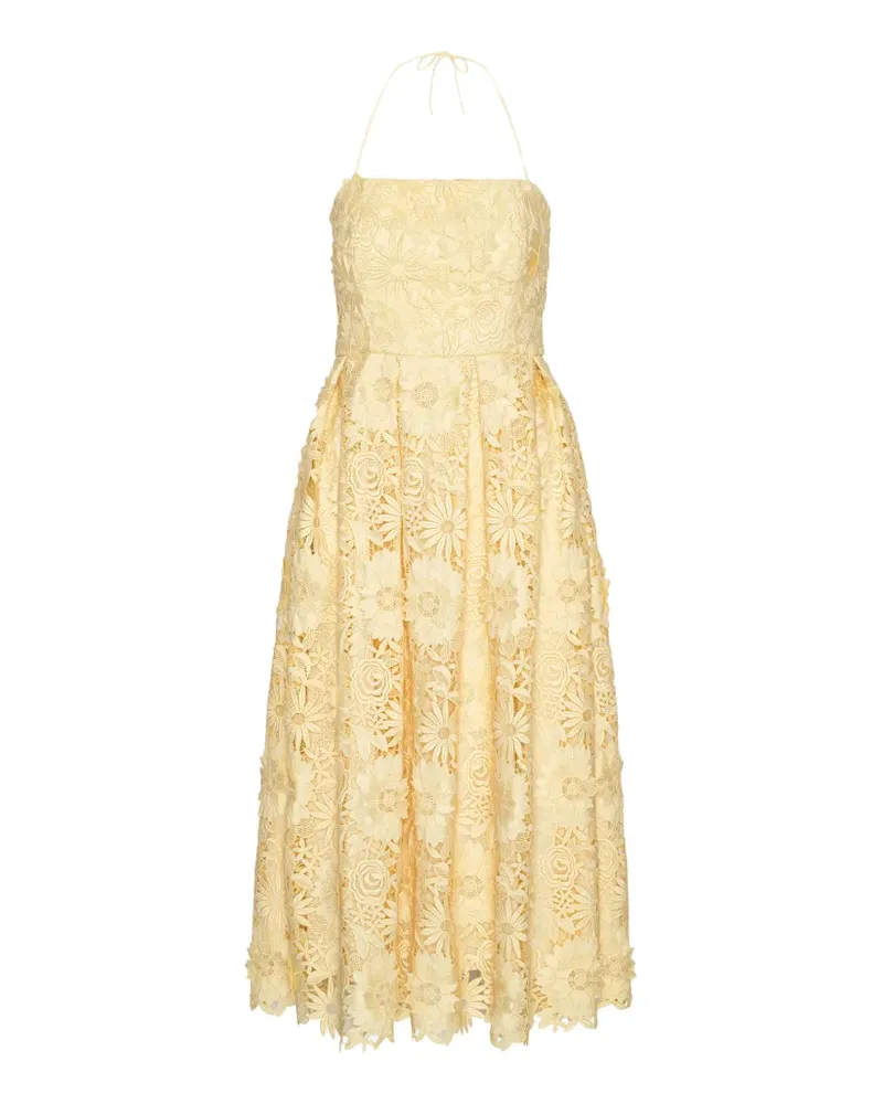 ROTATE Birger Christensen Midikleid aus Spitze - Gelb Gelb