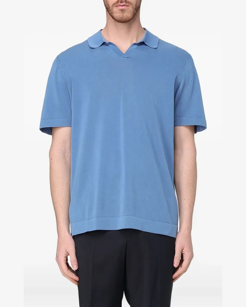 Drumohr  T-Shirt mit matten Knöpfen - Blau Blau