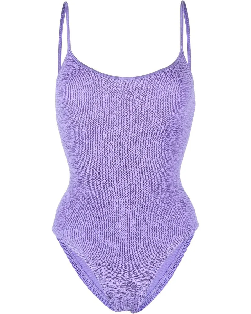 Hunza G Pamela Badeanzug mit Knitteroptik - Violett Violett