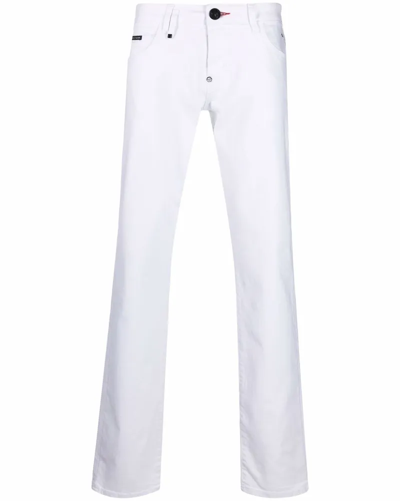 Philipp Plein Halbhohe Straight-Leg-Jeans - Weiß Weiß