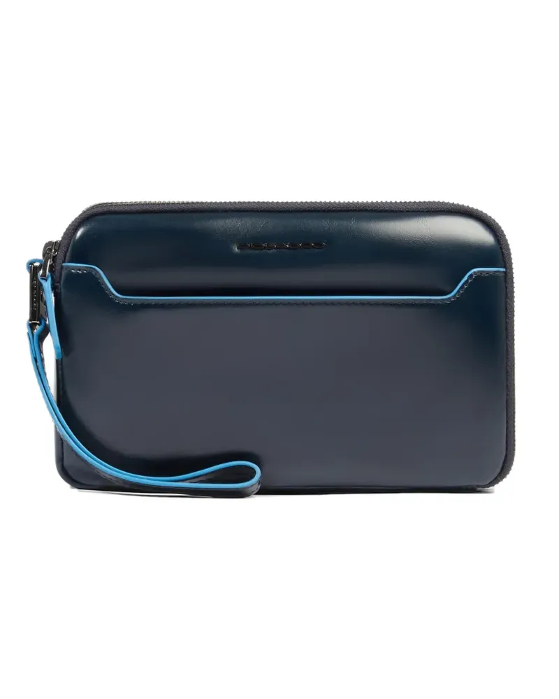 Piquadro leather wrist-strap clutch bag - Blau Blau