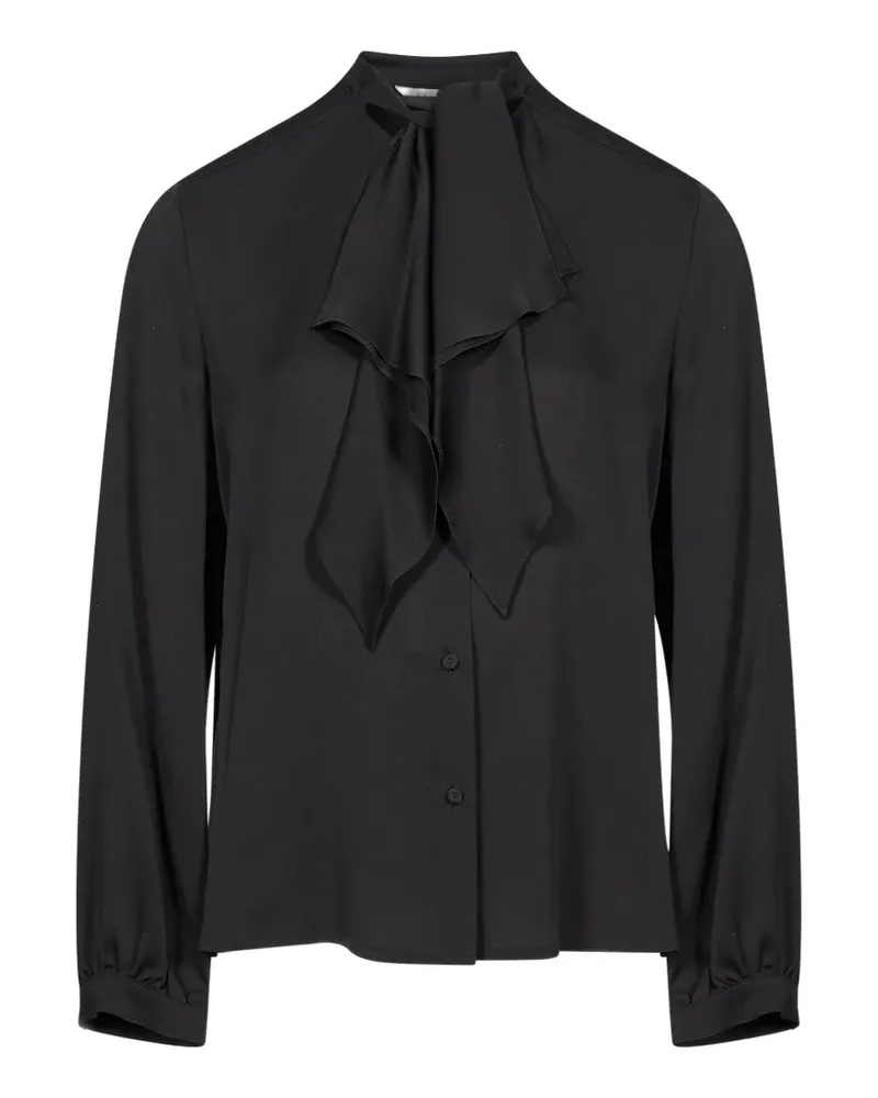 Max Mara Charmeuse Seidenhemd mit Rüschen - Schwarz Schwarz